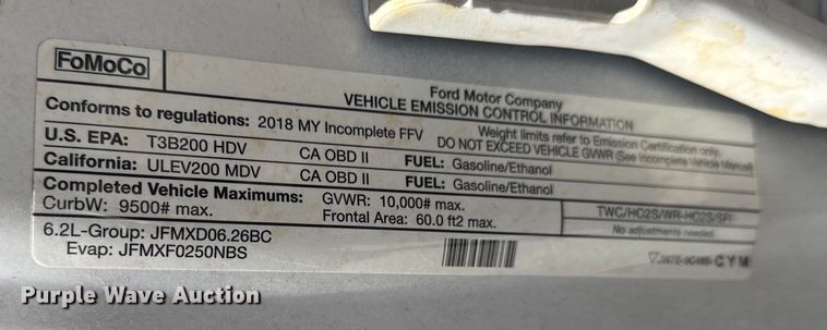 image for item DQ4327 2018 Ford F250 Super Duty Ext. Cab utility bed pickup truck