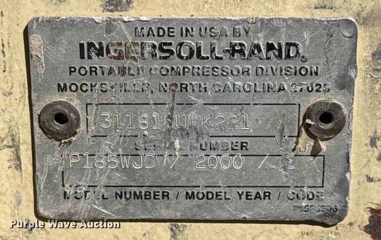 image for item DQ4330 2000 Ingersoll Rand P185 air compressor