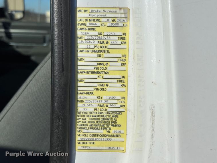 image for item DT0041 2016 RAM 5500 bucket truck