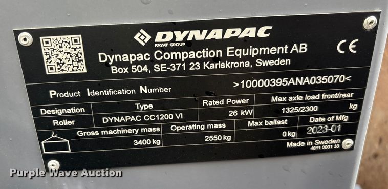 image for item DU0400 2023 Dynapac CC1200 VI double drum vibratory roller