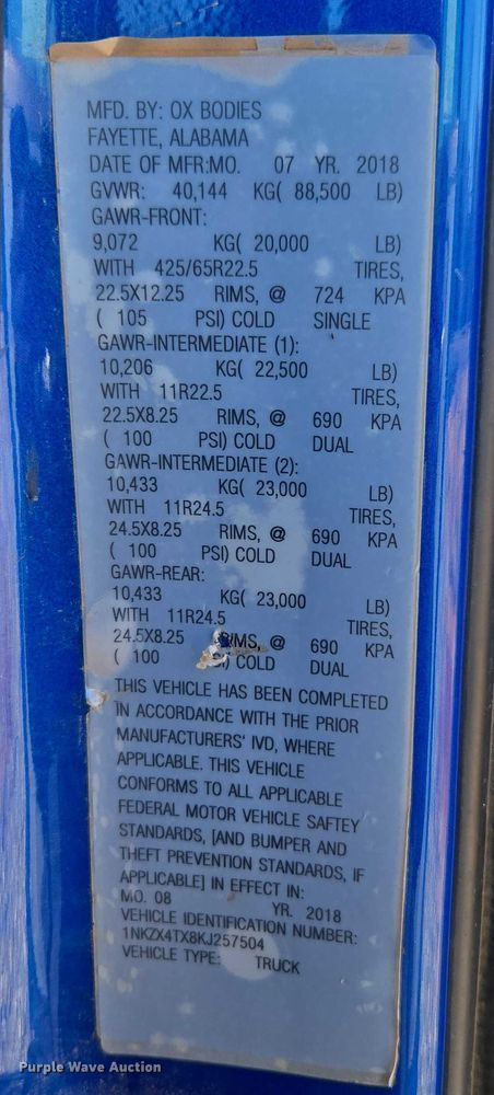 image for item DU2700 2019 Kenworth T880 dump truck