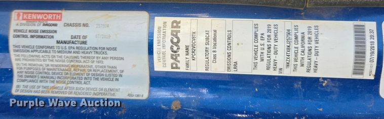 image for item DU2700 2019 Kenworth T880 dump truck