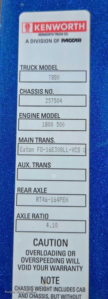 image for item DU2700 2019 Kenworth T880 dump truck