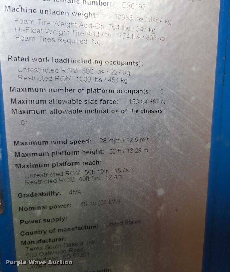 image for item DU2738 2014 Genie S-60X boom lift