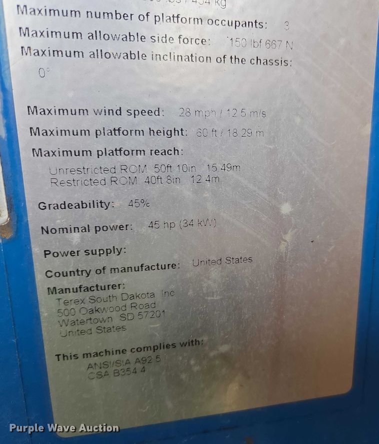 image for item DU2738 2014 Genie S-60X boom lift