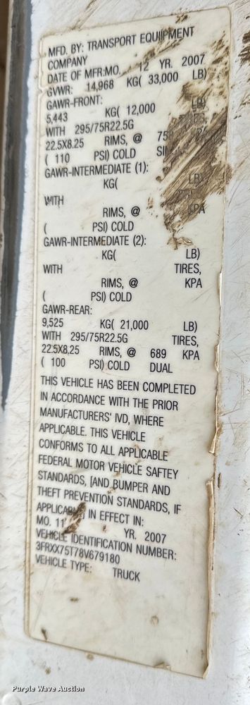 image for item DV0793 2008 Ford F750 dump truck