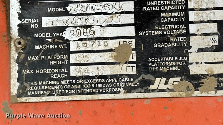 image for item DV0794 2006 JLG 450 Series II boom lift