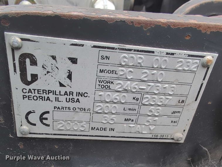 image for item DV0804 2005 Caterpillar PC210 skid steer cold planer