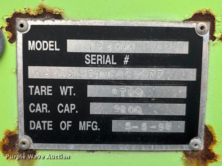 image for item DV0812 1998 Ray-Tech RC 8000 asphalt reclaimer trailer