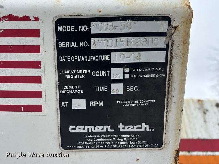 image for item DV0818 Cemen Tech MCD3-50 volumetric bed