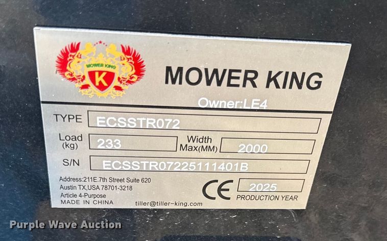 image for item DZ4347 2025 Mower King skid steer tiller