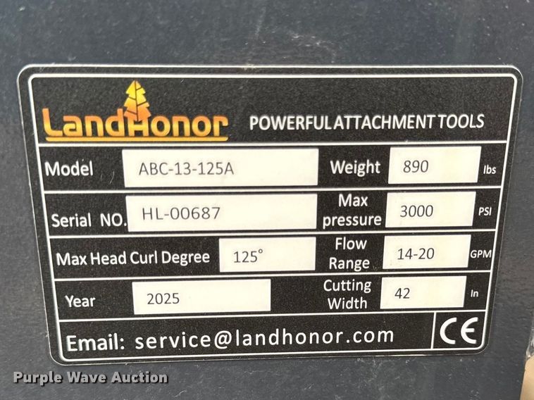 image for item DZ4360 2025 Land Honor ABC-13-125A skid steer boom mower