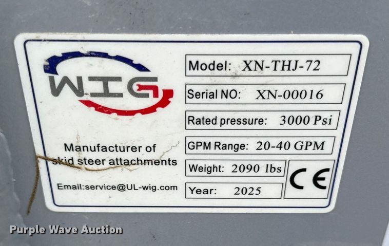 image for item DZ4364 2025 WIG XN-THJ-72 skid steer mulcher