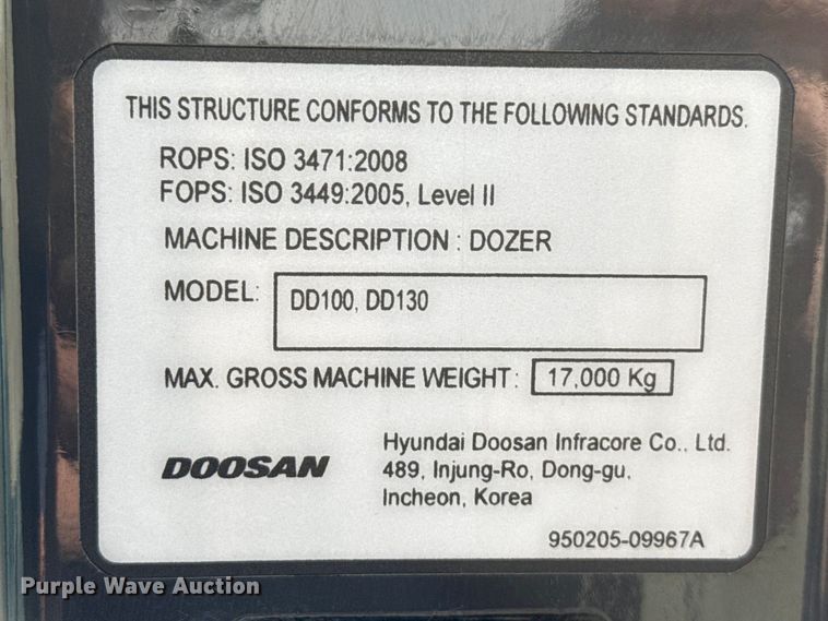 image for item DZ5125 2022 Doosan DD100 dozer