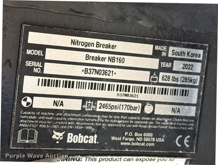 image for item DZ5126 2022 Bobcat NB160 breaker