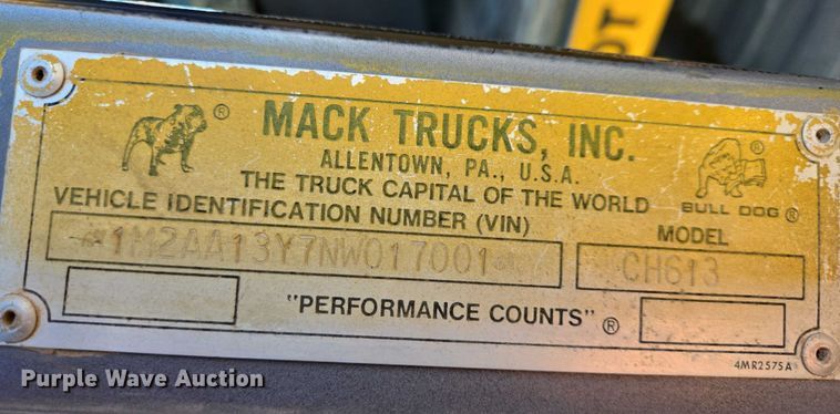 image for item EB1306 1992 Mack CH613 spreader truck