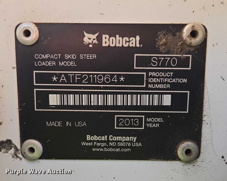 image for item EB1318 2013 Bobcat S770 skid steer loader