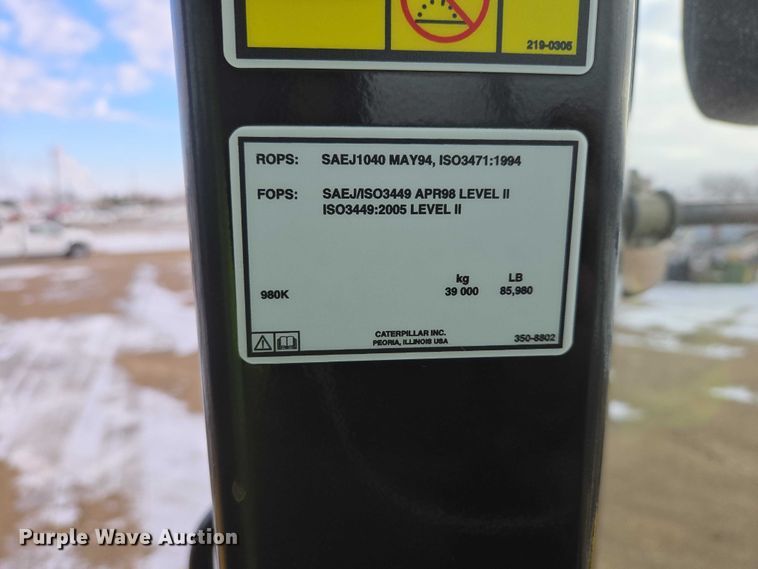 image for item EB1319 2012 Caterpillar 980K wheel loader