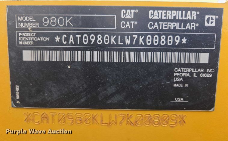 image for item EB1319 2012 Caterpillar 980K wheel loader