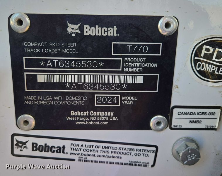image for item EB1330 2024 Bobcat T770 tracked skid steer loader