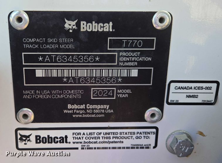 image for item EB1331 2024 Bobcat T770 tracked skid steer loader