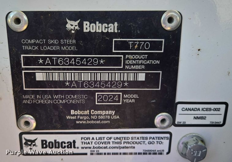 image for item EB1332 2024 Bobcat T770 tracked skid steer loader