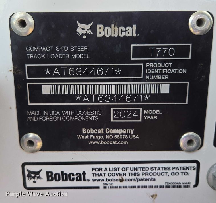 image for item EB1333 2024 Bobcat T770 tracked skid steer loader