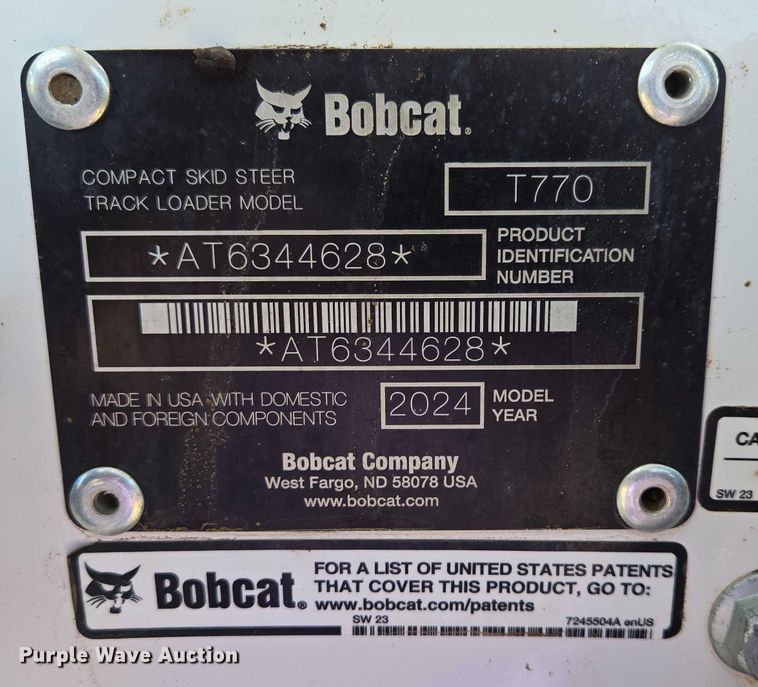image for item EB1334 2024 Bobcat T770 tracked skid steer loader