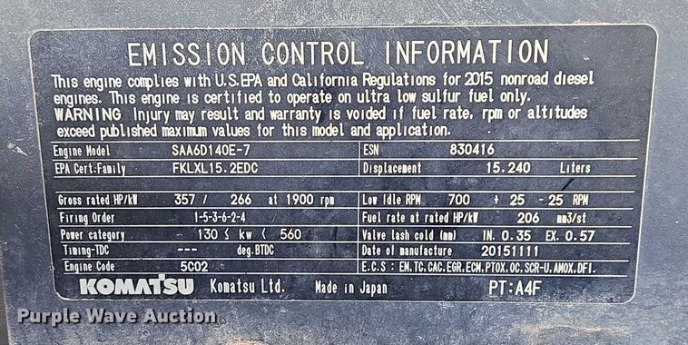 image for item EB1351 2016 Komatsu WA500-8 wheel loader