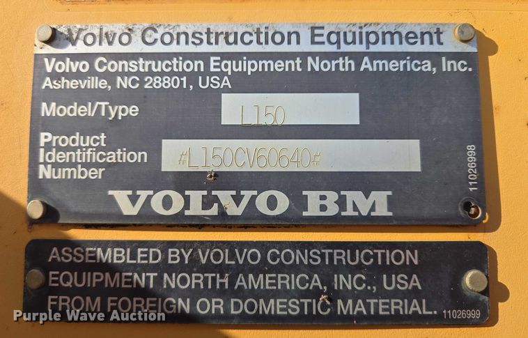 image for item EB1352 1996 Volvo L150C wheel loader