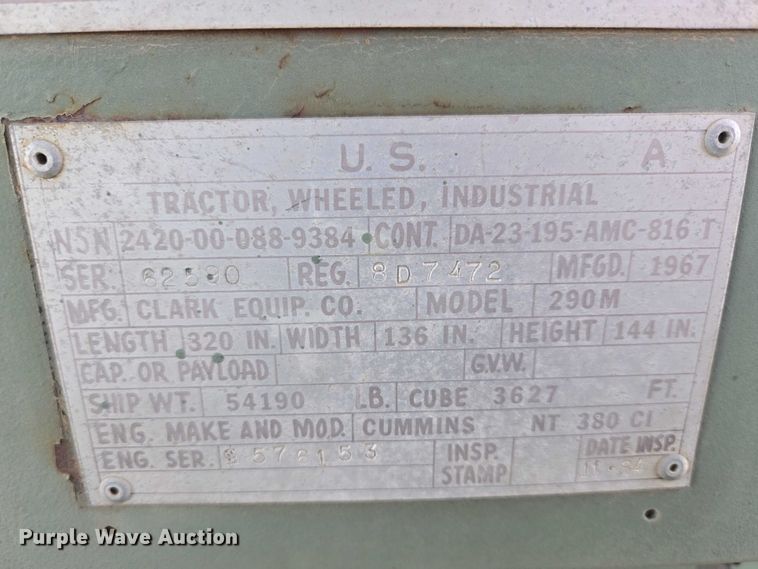 image for item EB1355 1967 Clark 290M scraper