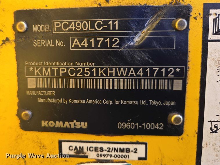 image for item EB1359 2017 Komatsu PC490LC-11 excavator