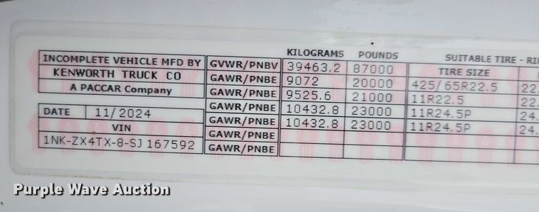 image for item EB6489 2025 Kenworth T880 dump truck