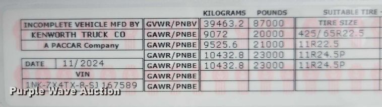 image for item EB6490 2025 Kenworth T880 dump truck