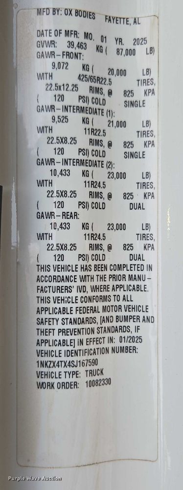 image for item EB6491 2025 Kenworth T880 dump truck