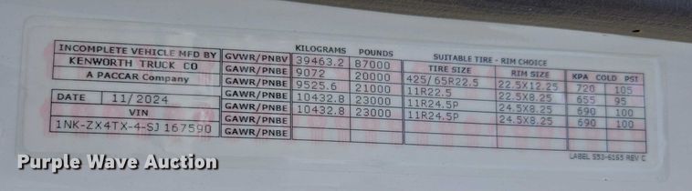 image for item EB6491 2025 Kenworth T880 dump truck