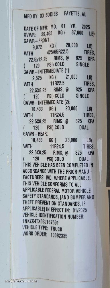 image for item EB6492 2025 Kenworth T880 dump truck