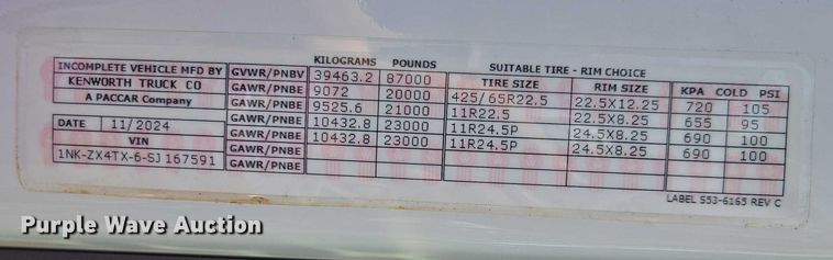 image for item EB6492 2025 Kenworth T880 dump truck