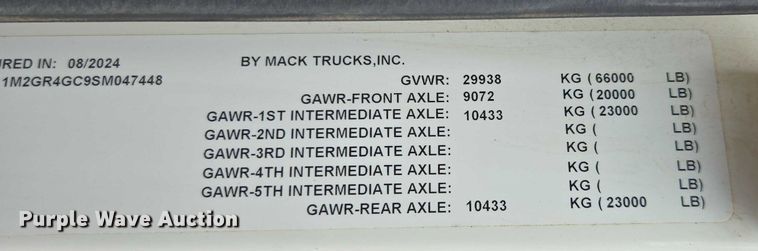 image for item EB6493 2025 Mack Granite dump truck