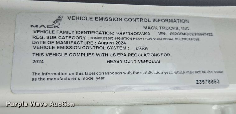 image for item EB6494 2025 Mack Granite dump truck