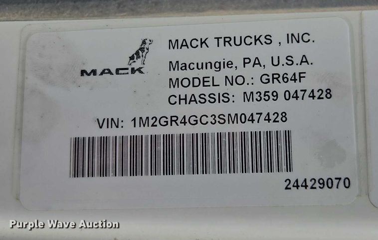 image for item EB6495 2025 Mack Granite dump truck