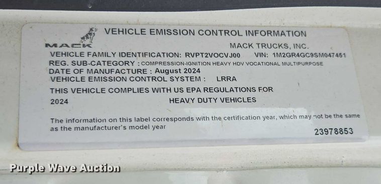 image for item EB6496 2025 Mack Granite dump truck