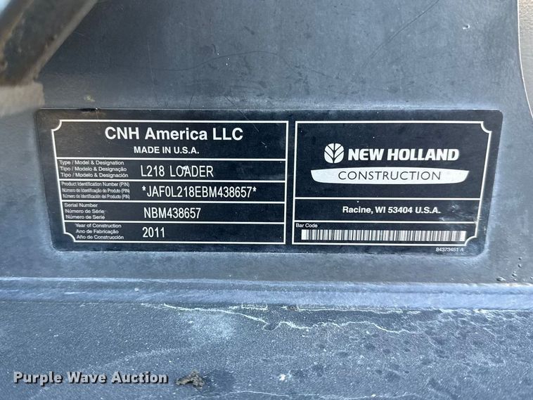 image for item EC4568 2011 New holland L218 skid steer loader