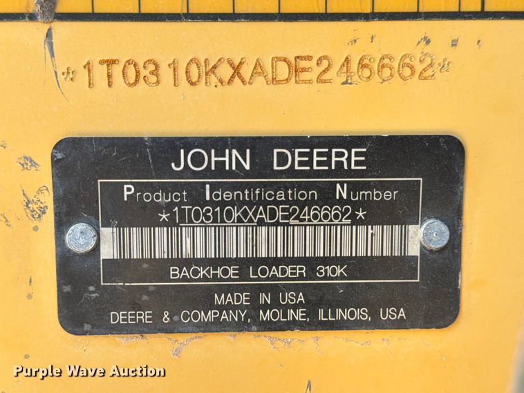 image for item ED5138 2013 John Deere 310K backhoe
