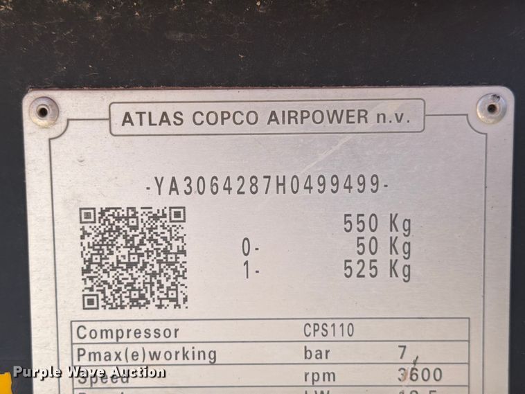 image for item ED5141 2017 Atlas Copco CPS110 air compressor