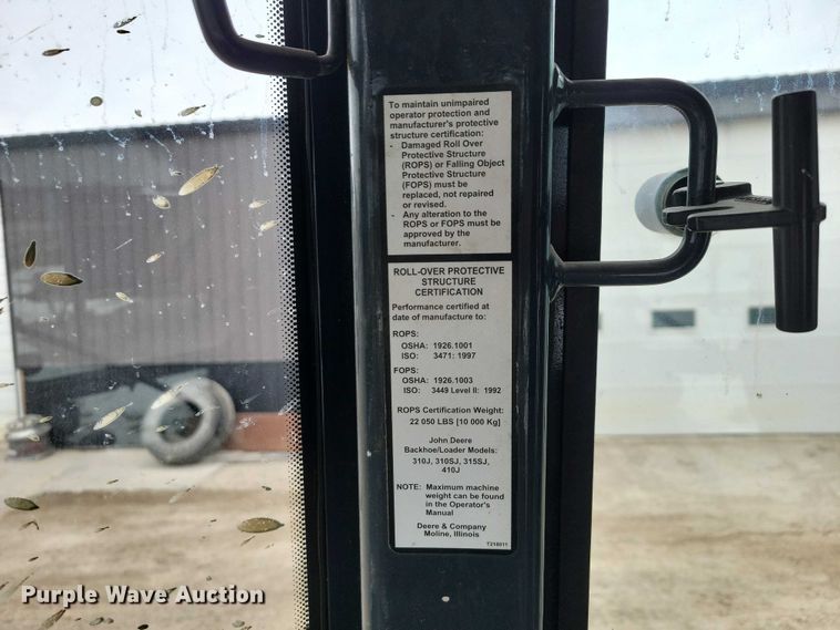 image for item EE0877 2012 John Deere 310J backhoe