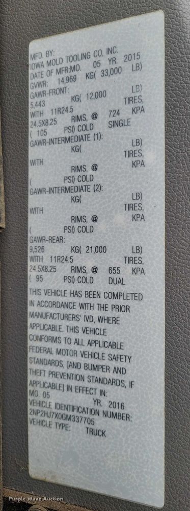 image for item EE0879 2016 Peterbilt 337 utility / service truck