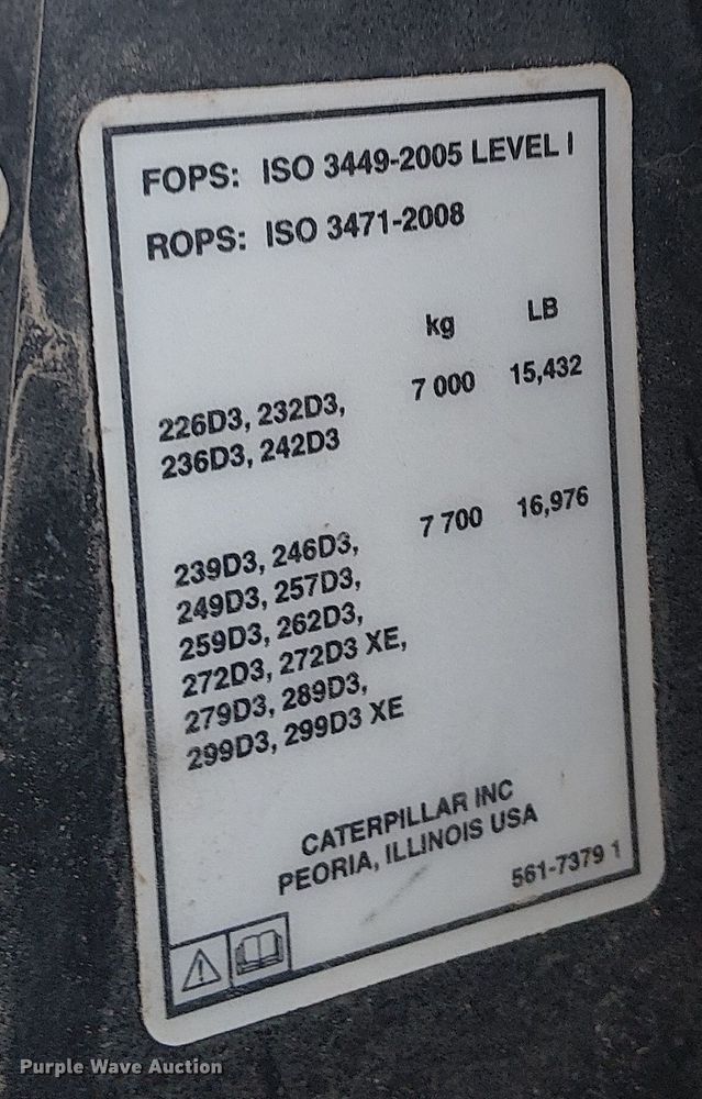 image for item EE5169 2021 Caterpillar 299D3 tracked skid steer loader