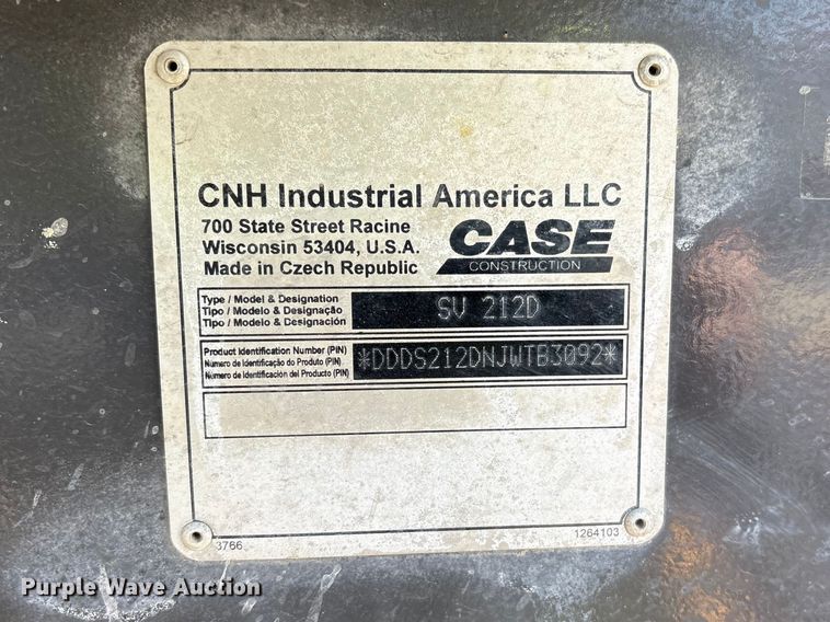 image for item EF1025 2018 Case SV212D single drum vibratory roller