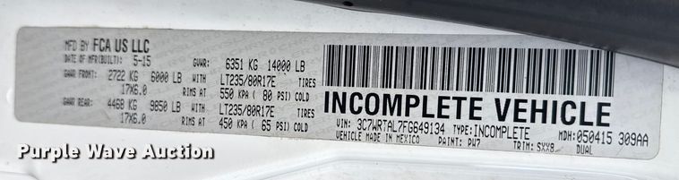 image for item EG1884 2015 Ram 3500 utility bed pickup truck